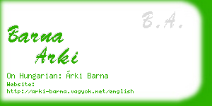 barna arki business card